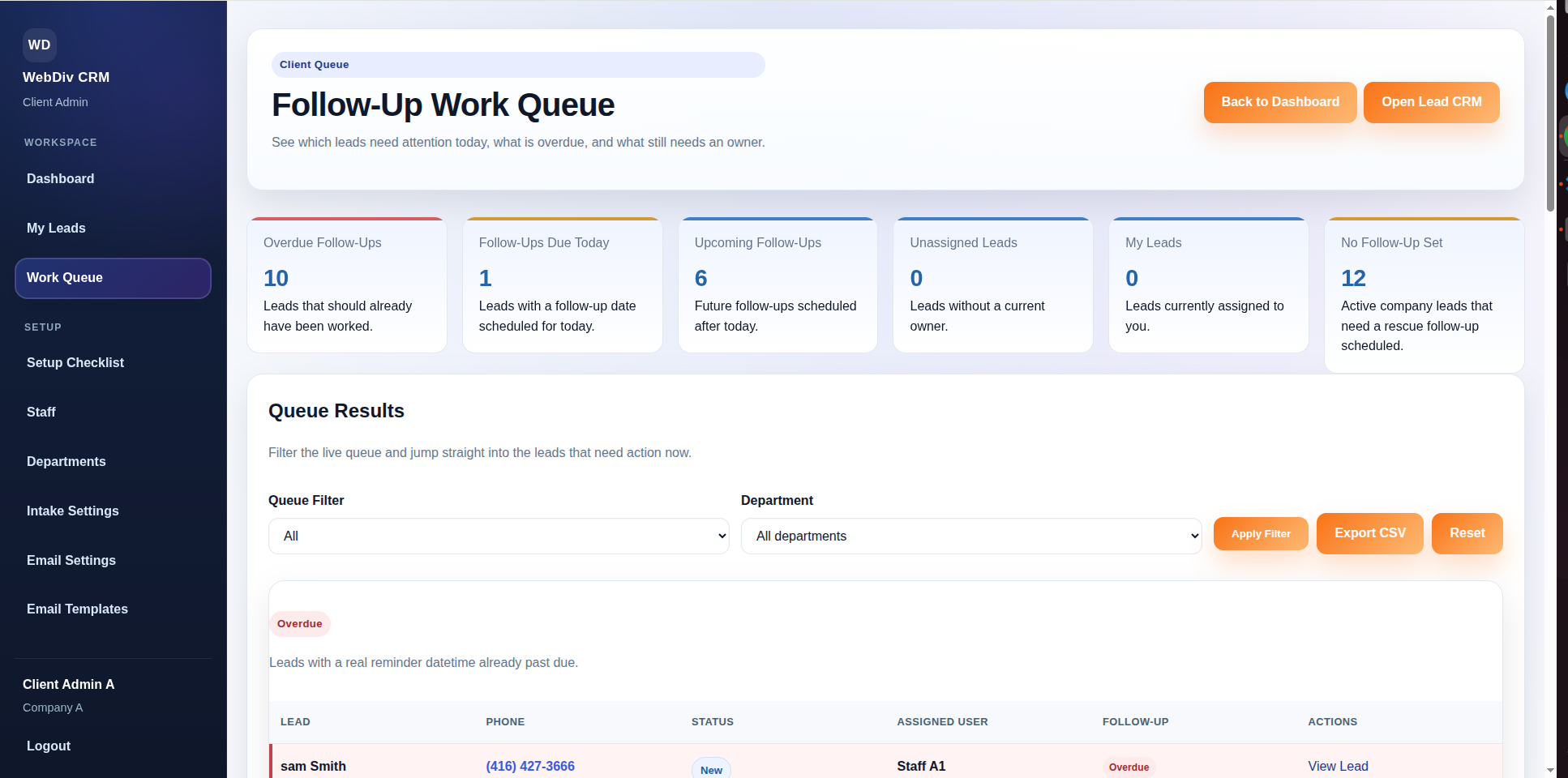 WebDiv website design work for a local business
