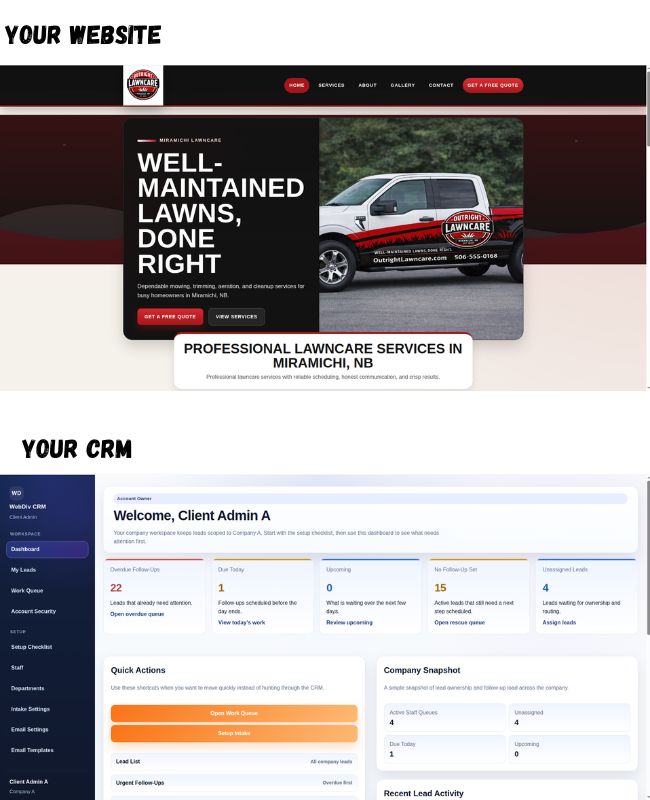 WebDiv website design work for a local business