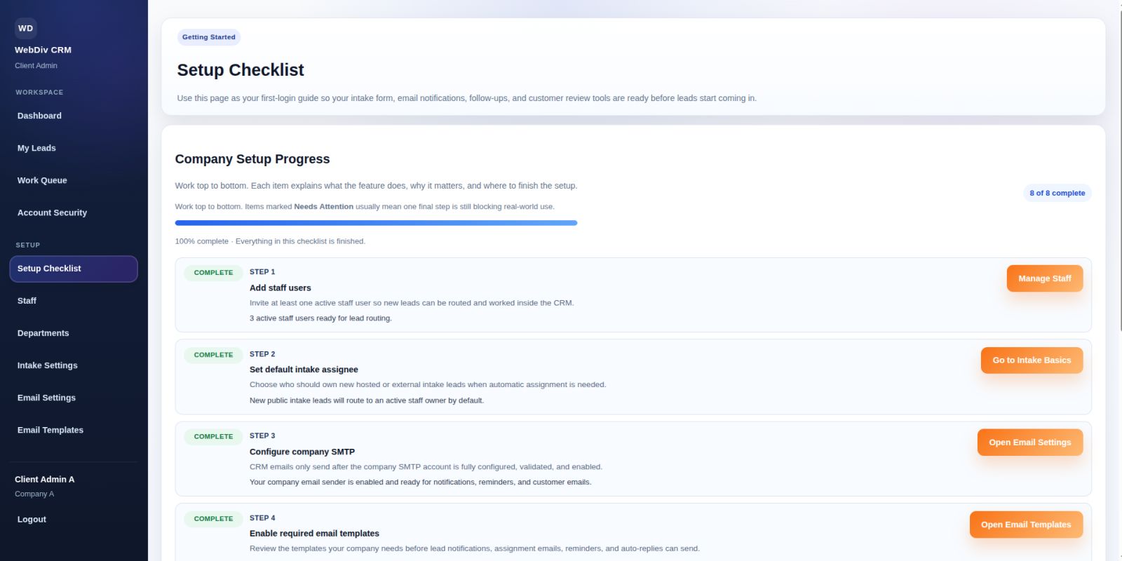 CRM dashboard showing lead tracking, follow-up reminders, and business lead management system 3